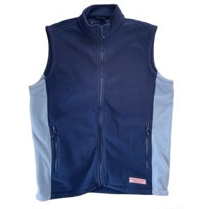 Vineyard Vines Fleece Vest Jacket Blue/Lt.Blue Mens Medium M Full Zip EUC